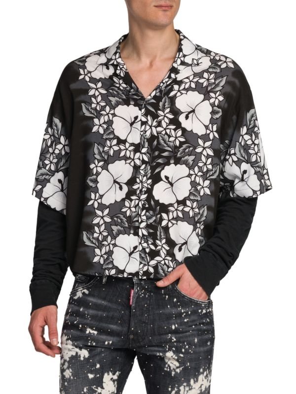 Рубашка для боулинга с цветочным принтом DSQUARED2