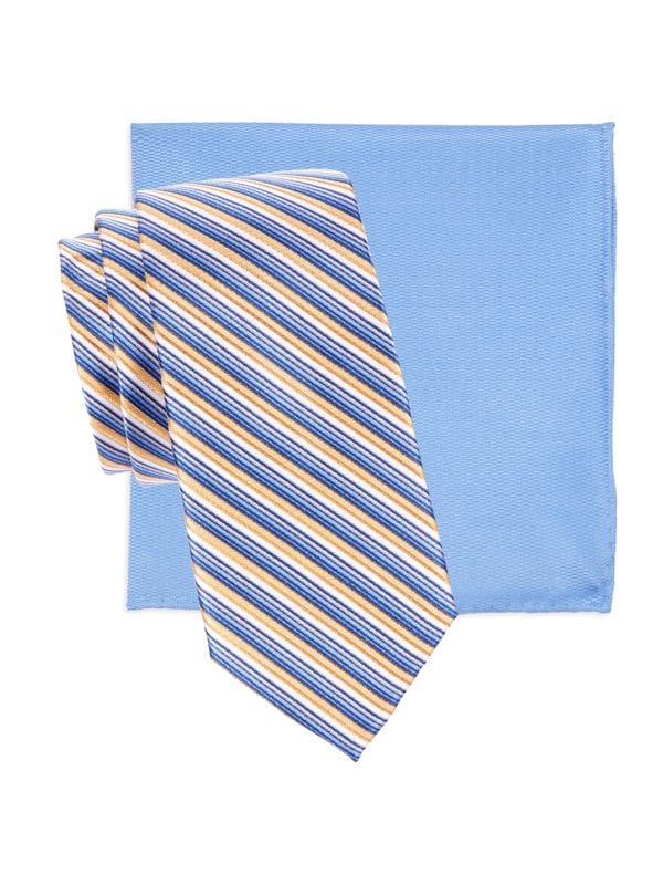 Комплект из 2 шелковых галстуков и нагрудного платка Saks Fifth Avenue