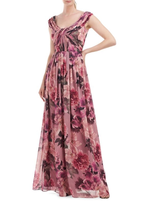 Шифоновое платье с цветочным принтом Dawson Kay Unger