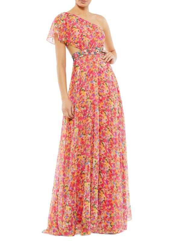 Платье на одно плечо с цветочным принтом MAC DUGGAL