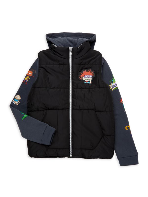 Мальчик Детские пуховики Members Only Twofer Hoodie Puffer Vest Members Only