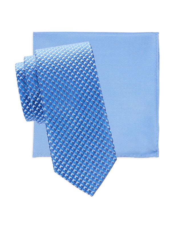 Комплект из 2 шелковых галстуков и нагрудного платка Saks Fifth Avenue