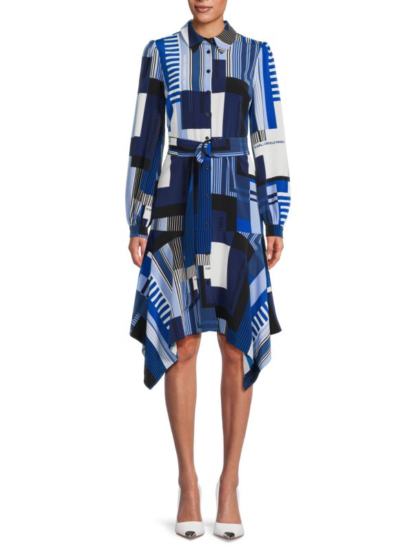 Платье-рубашка миди с геометрическим логотипом Karl Lagerfeld Paris