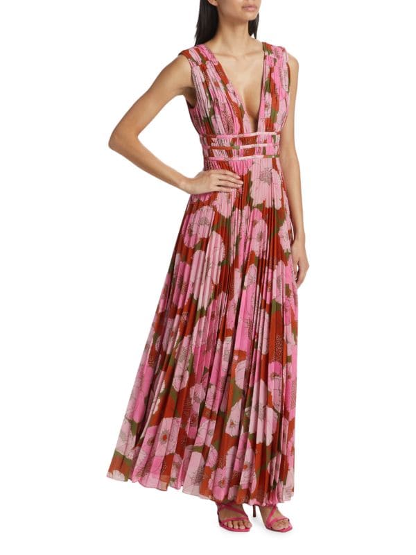 Шифоновое плиссированное платье Dua с цветочным принтом AMUR
