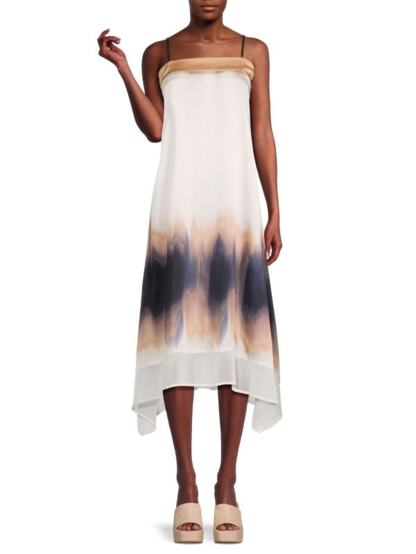 Асимметричное платье миди с принтом тай-дай DKNY