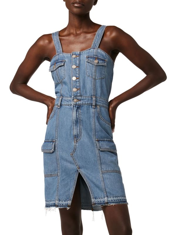 Реконструированное джинсовое мини-платье карго Hudson
