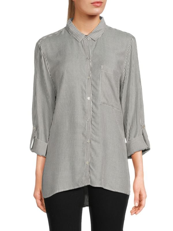 Рубашка в полоску с хлястиками на рукавах Joan Vass