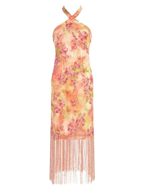 Brigitte Floral Fringe Maxi Dress Theia