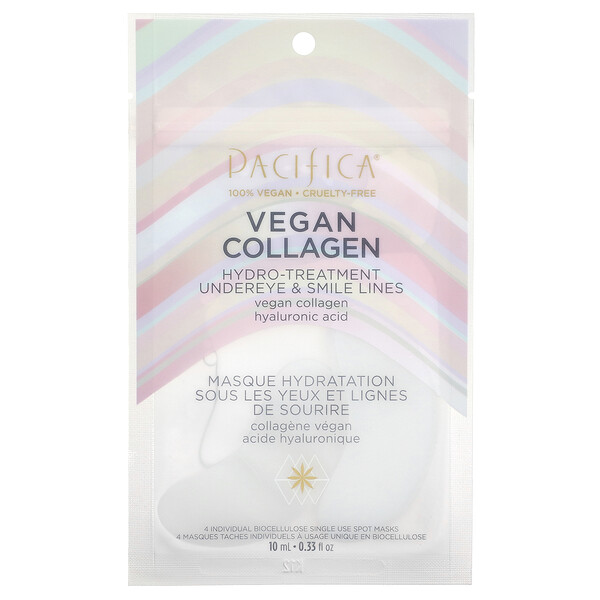 Vegan Collagen, Гидроуход под глазами и линиями улыбки, 4 пластыря, 0,33 жидких унции (10 мл) Pacifica