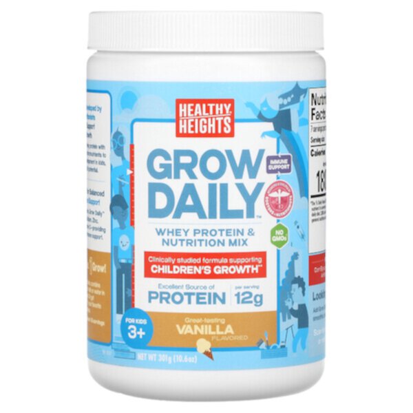 Grow Daily, Смесь сывороточного протеина и питания, для детей от 3 лет, ваниль, 10,6 унции (301 г) Healthy Heights