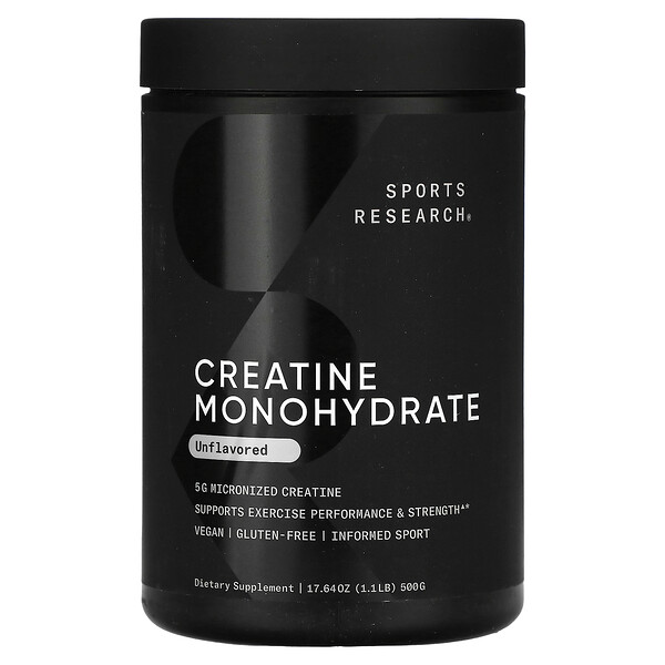 Creatine Monohydrate, Unflavored (Без вкуса), 1.1 lb (Фунты) (500 g) Sports Research