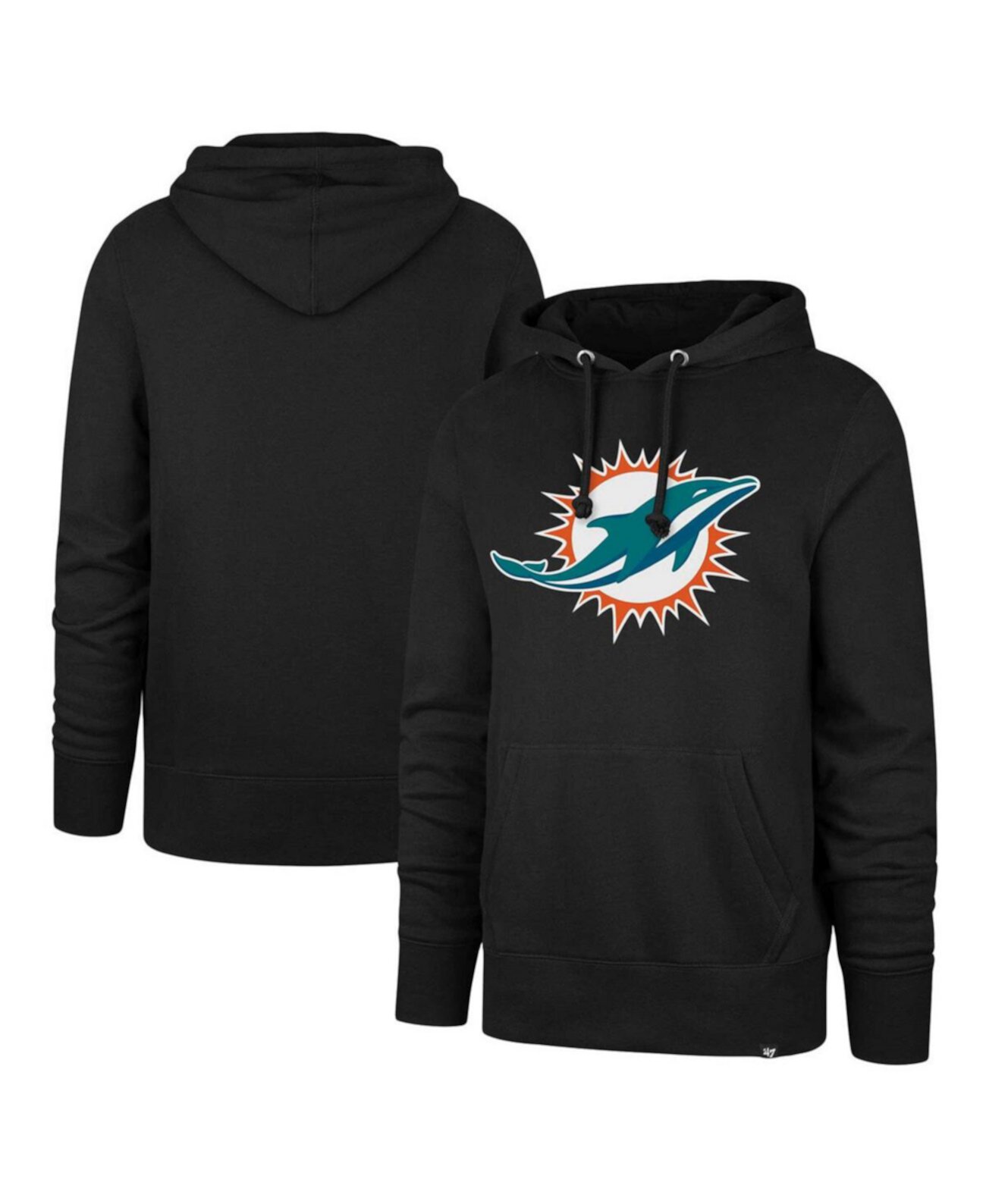 Мужское черное худи с капюшоном и карманом Miami Dolphins Imprint Headline '47 Brand