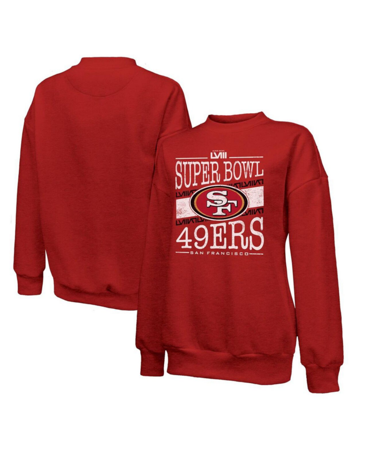 Женский трикотажный пуловер с принтом Threads Scarlet San Francisco 49ers Super Bowl LVIII Primetime Tri-Blend, толстовка Majestic