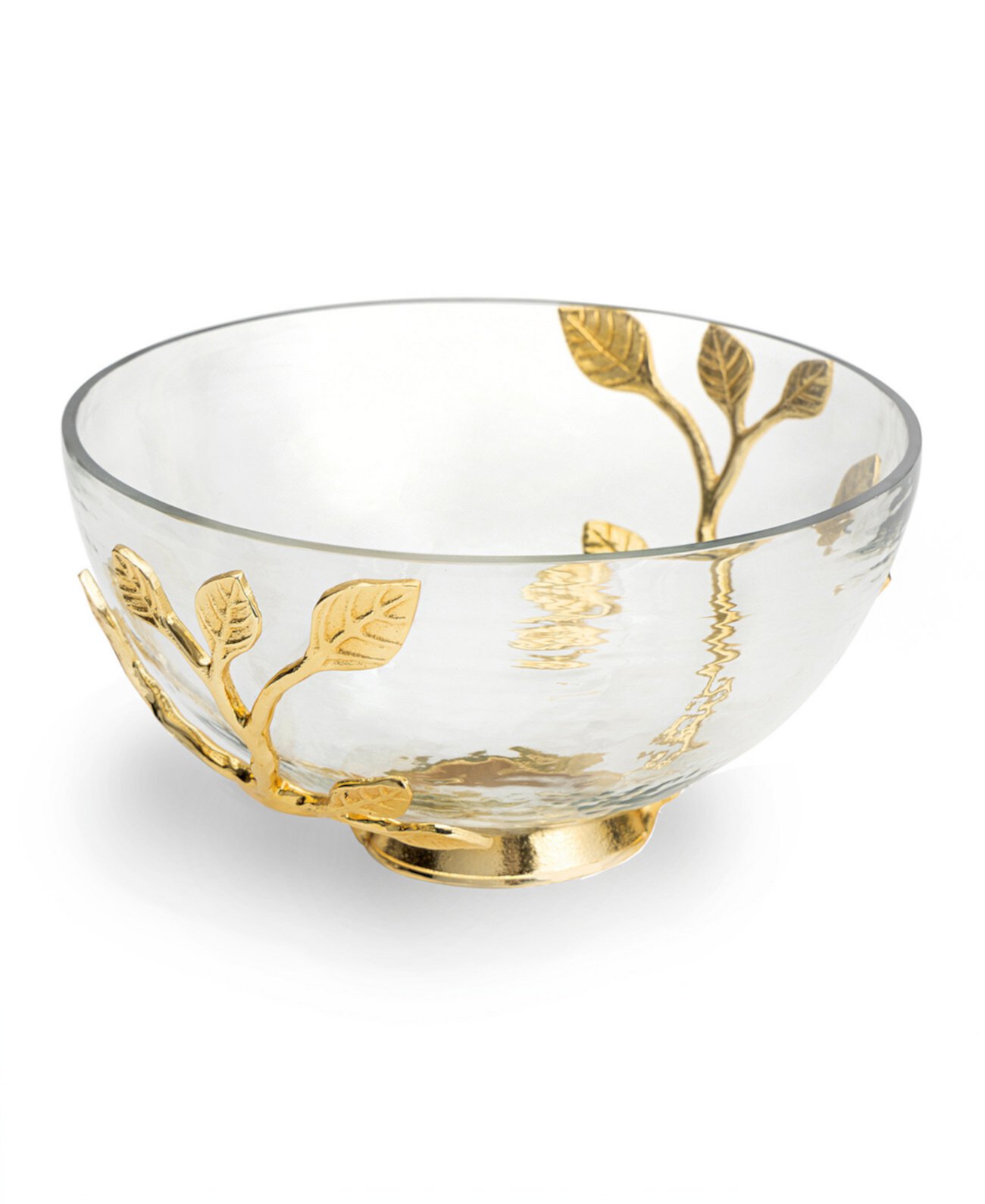 Фирменная коллекция Bird Glass Bowl с латунным основанием и переплетающимися золотистыми акцентами на стекле Godinger