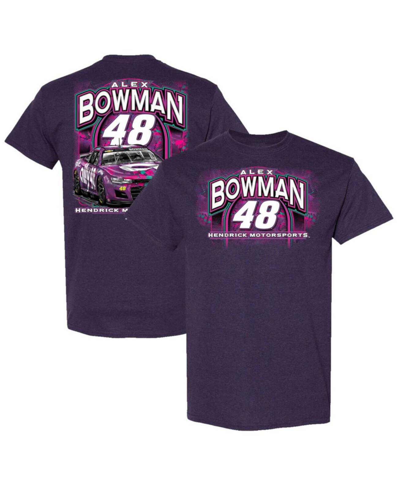 Фиолетовая мужская футболка Alex Bowman с короткими рукавами из 100% хлопка Hendrick Motorsports Team Collection