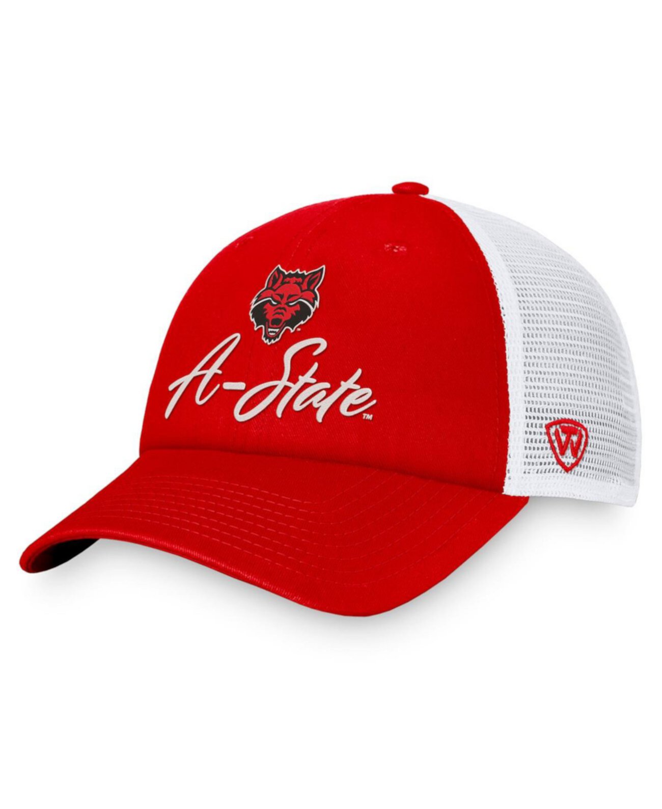 Женская регулируемая кепка Charm Trucker в красно-белых тонах с символикой Arkansas State Red Wolves Top of the World