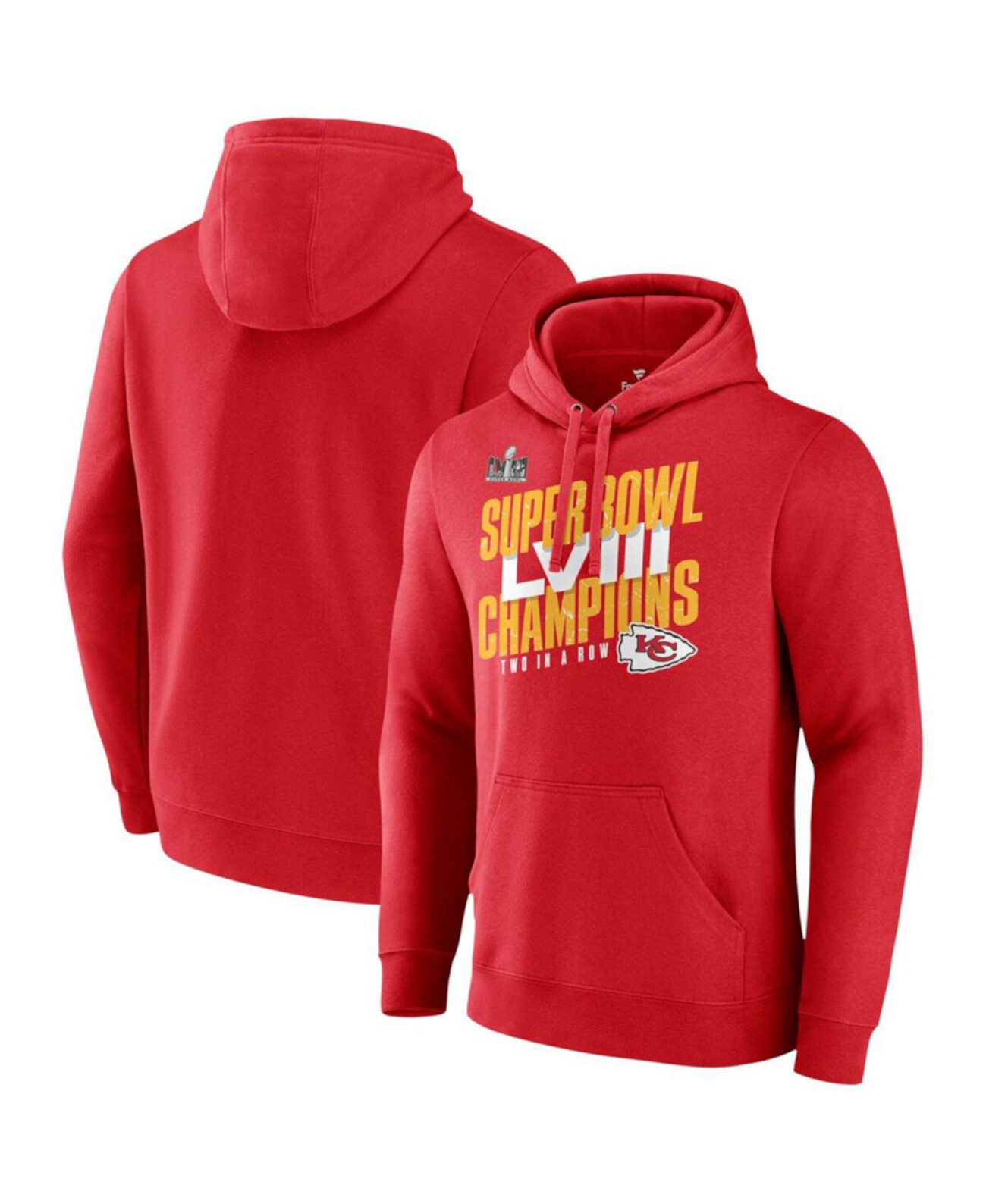 Мужской красный пуловер с капюшоном Kansas City Chiefs Super Bowl LVIII Champions Iconic Big and Tall Fanatics