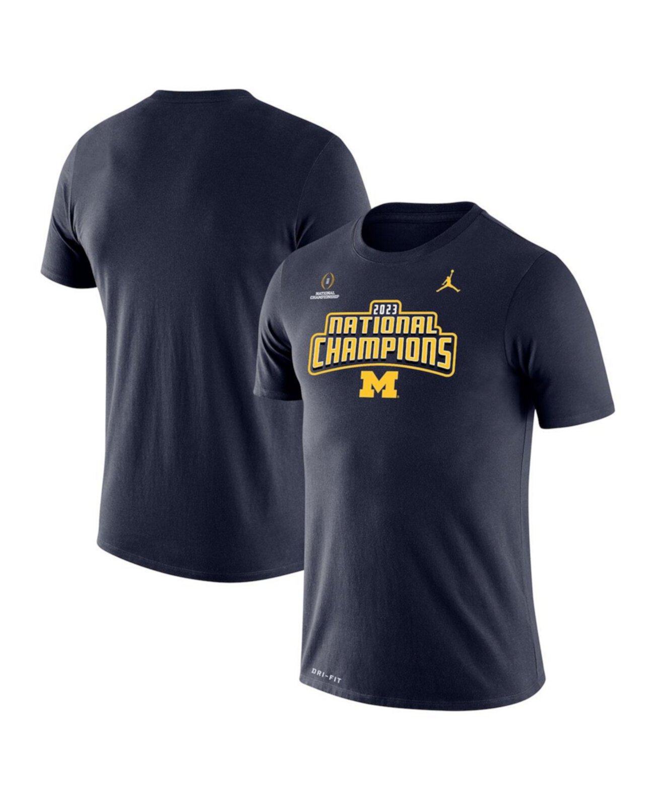 Мужская брендовая темно-синяя футболка Michigan Wolverines College Football Playoff 2023 National Champions Legend Performance Jordan