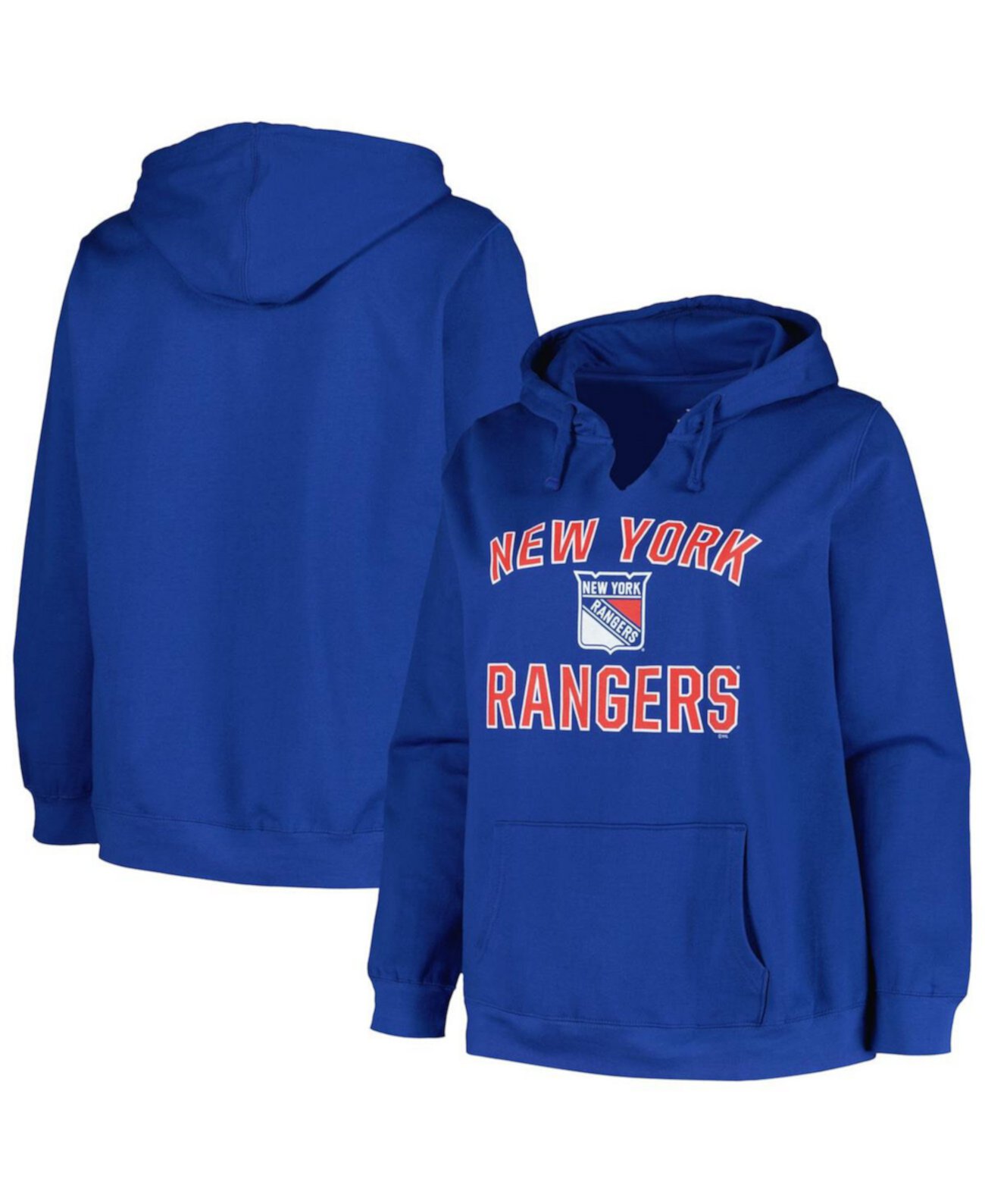 Женский синий пуловер с капюшоном New York Rangers размера плюс с аркой и логотипом Profile