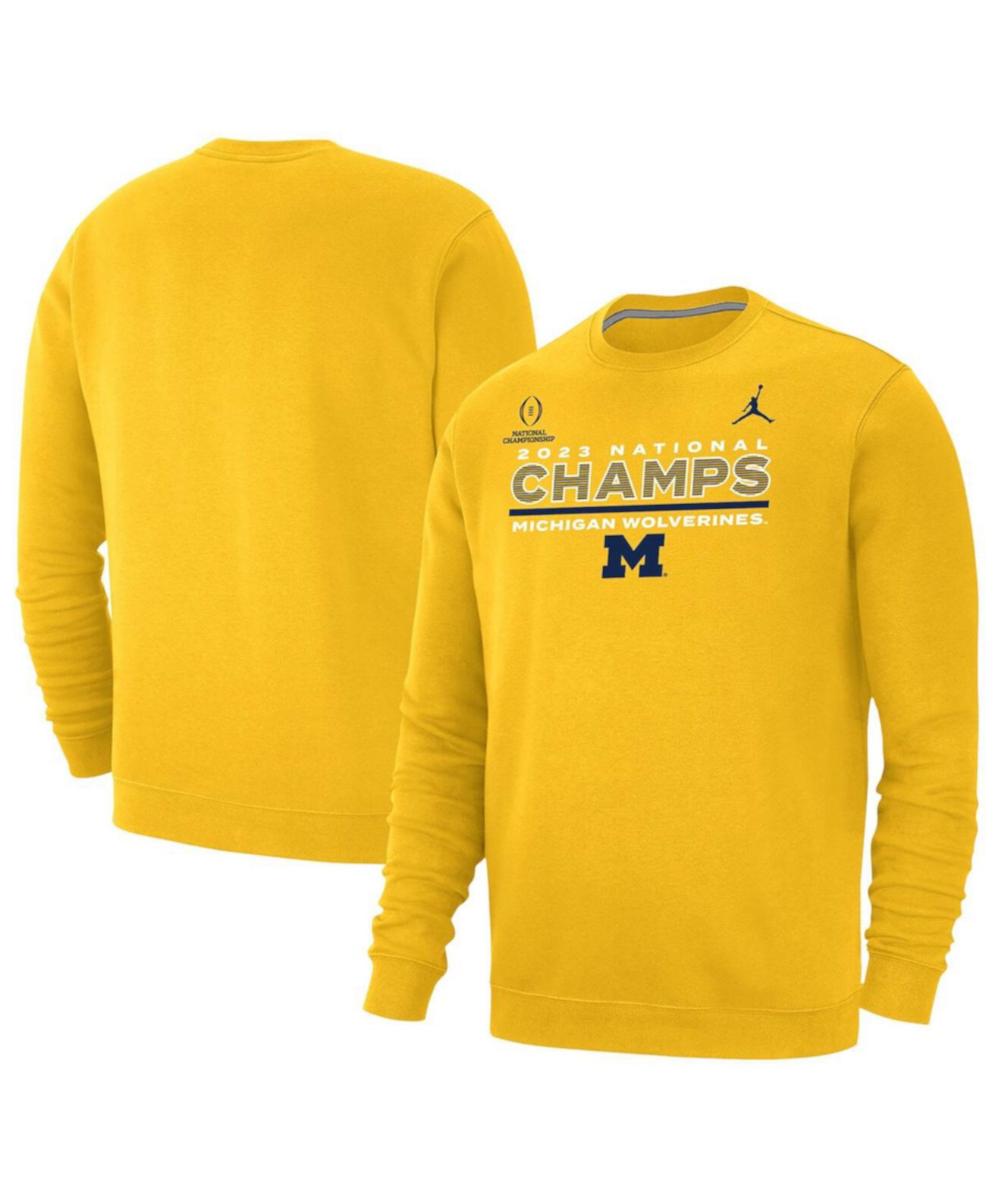 Мужской брендовый флисовый пуловер для клуба национальных чемпионов Maize Michigan Wolverines, плей-офф 2023, свитшот Jordan