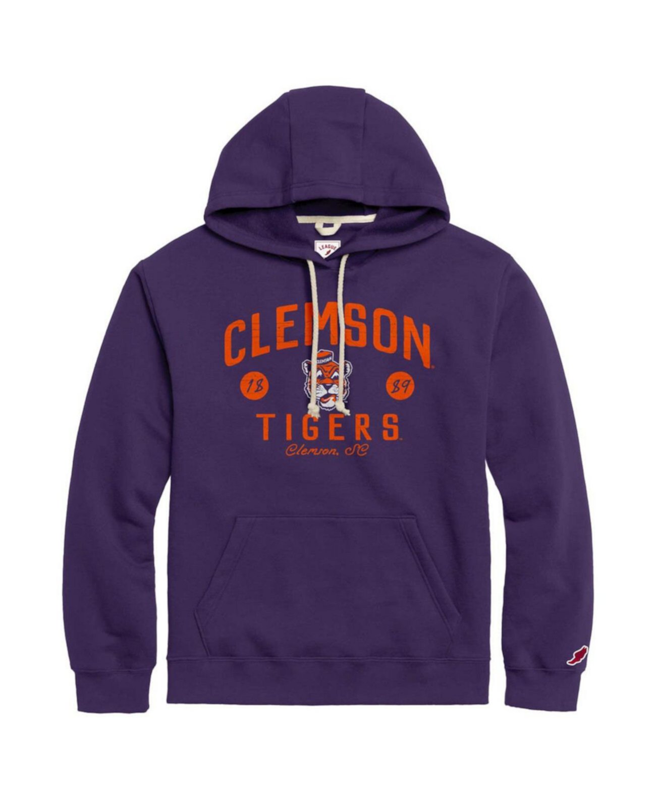 Мужское худи с капюшоном Clemson Tigers из флиса, с длинными рукавами, в расслабленном стиле League Collegiate Wear