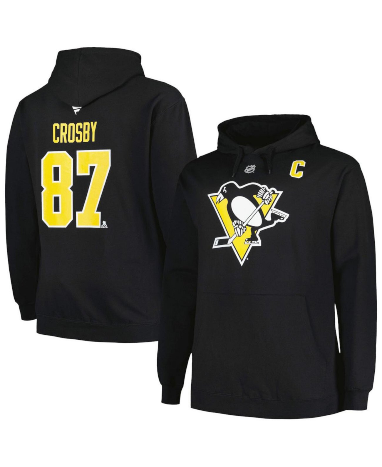 Мужской черный пуловер с капюшоном Sidney Crosby Pittsburgh Penguins Big and Tall с именем и номером Profile