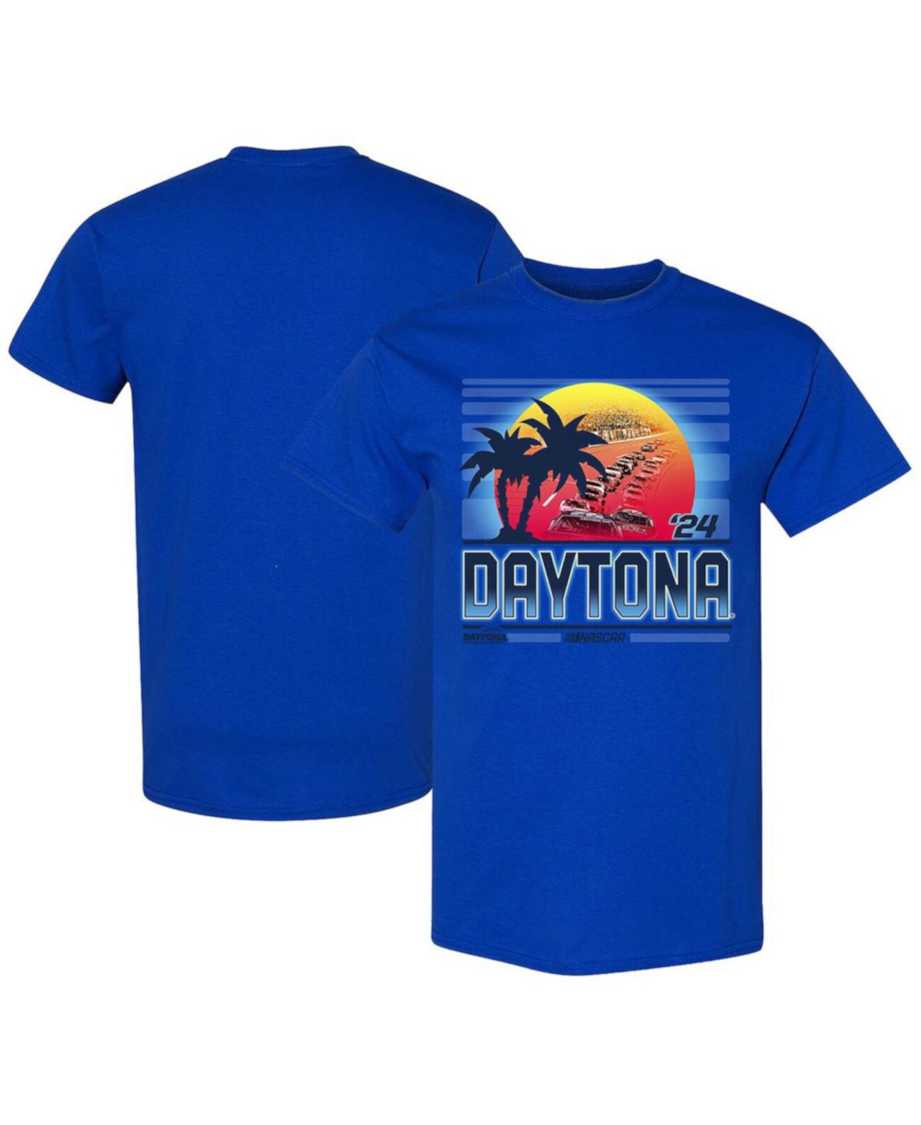 Мужская синяя пляжная футболка Daytona 500 2024 Checkered Flag Sports