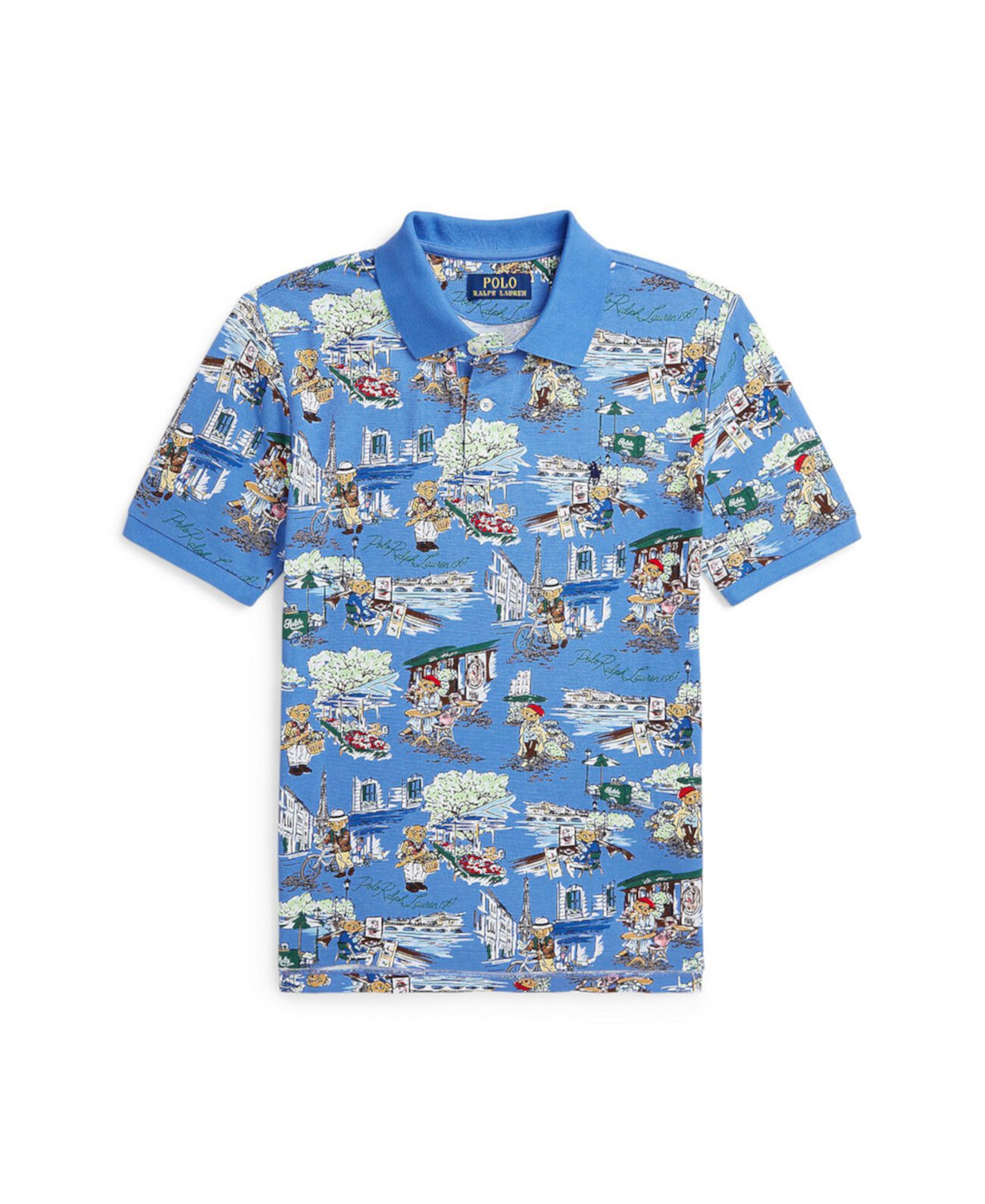 Рубашка-поло из хлопковой сетки с медведем для больших мальчиков Polo Ralph Lauren