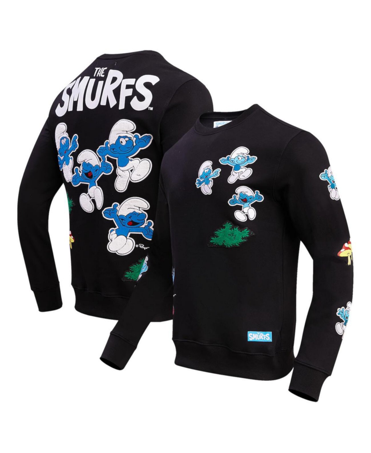 Мужской и женский черный пуловер-толстовка The Smurfs Jumping Freeze Max
