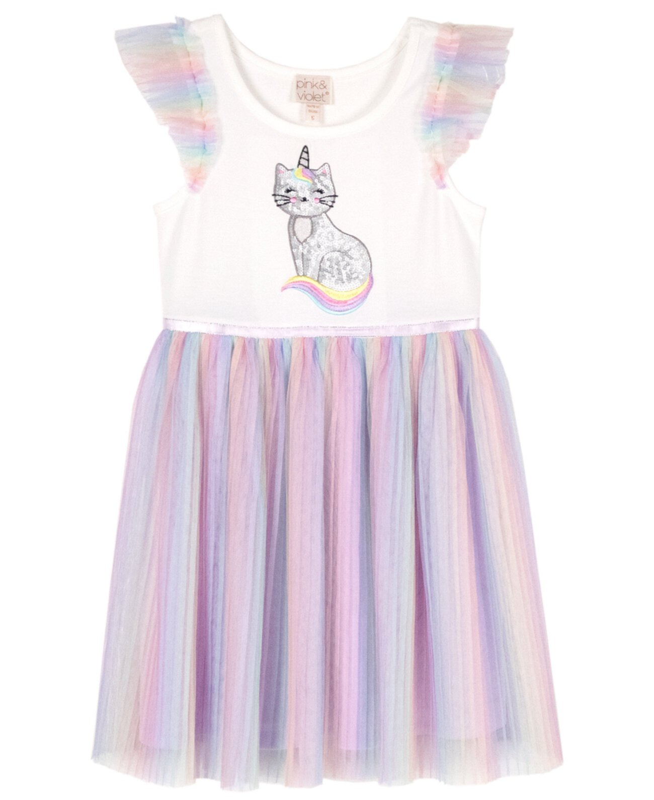 Плиссированное сетчатое платье с пайетками и омбре для маленьких девочек «Катикорн» Pink & Violet