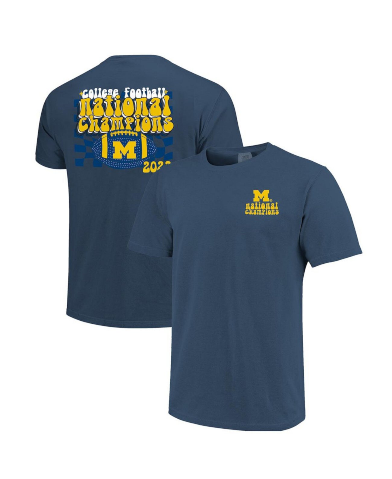 Мужская темно-синяя футболка Michigan Wolverines College Football Playoff 2023 National Champions Groovy Comfort Colours Image One