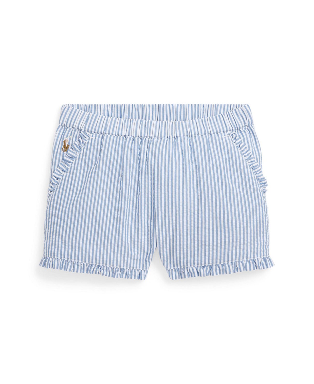Полосатые хлопковые шорты из жатого хлопка с рюшами для малышей и маленьких девочек Polo Ralph Lauren