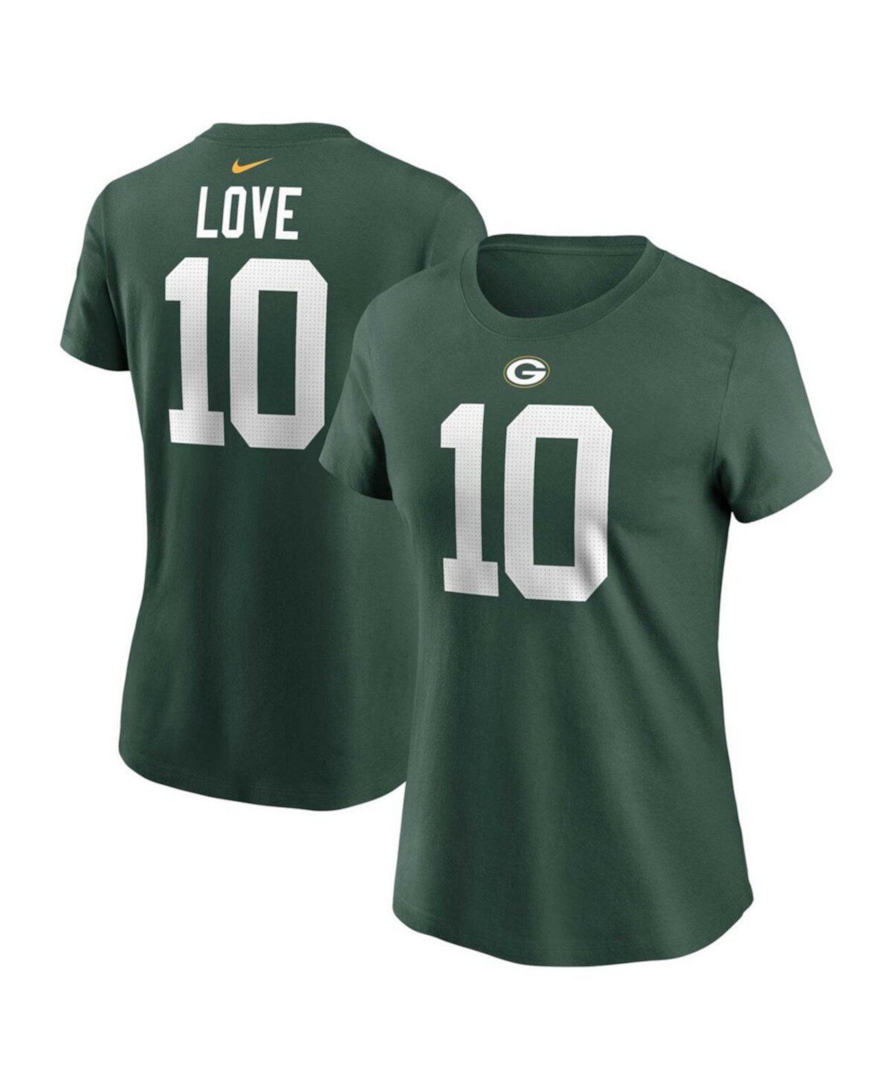 Женская футболка Jordan Love Green Green Bay Packers с именем и номером игрока Nike