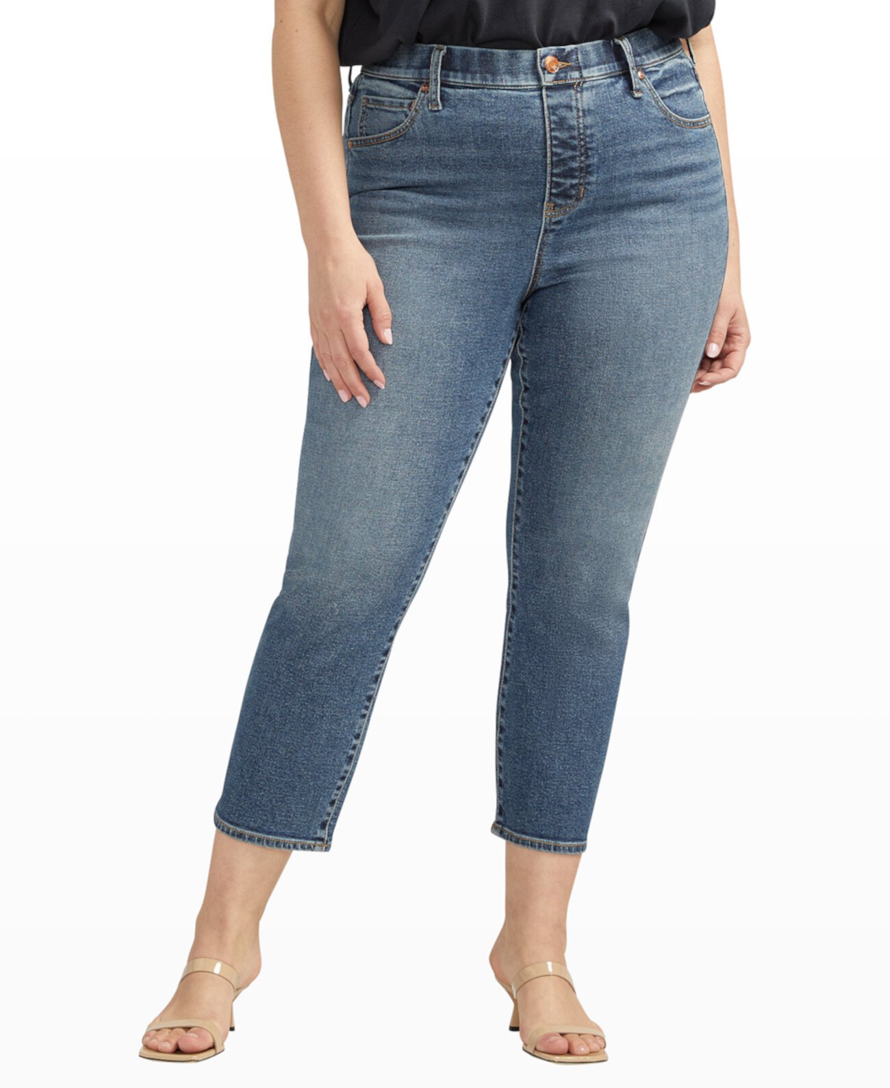 Большие размеры Valentina Прямые укороченные джинсы с высокой посадкой