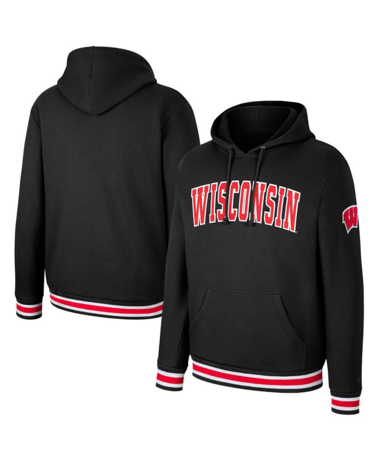 Мужской черный пуловер с капюшоном Wisconsin Badgers Varsity Arch Colosseum