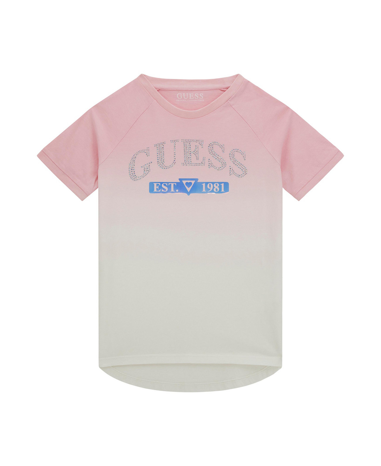 Футболка GUESS Для девочек Big Girls Short Sleeve Dip Dye Rhinestone Logo T-shirt GUESS