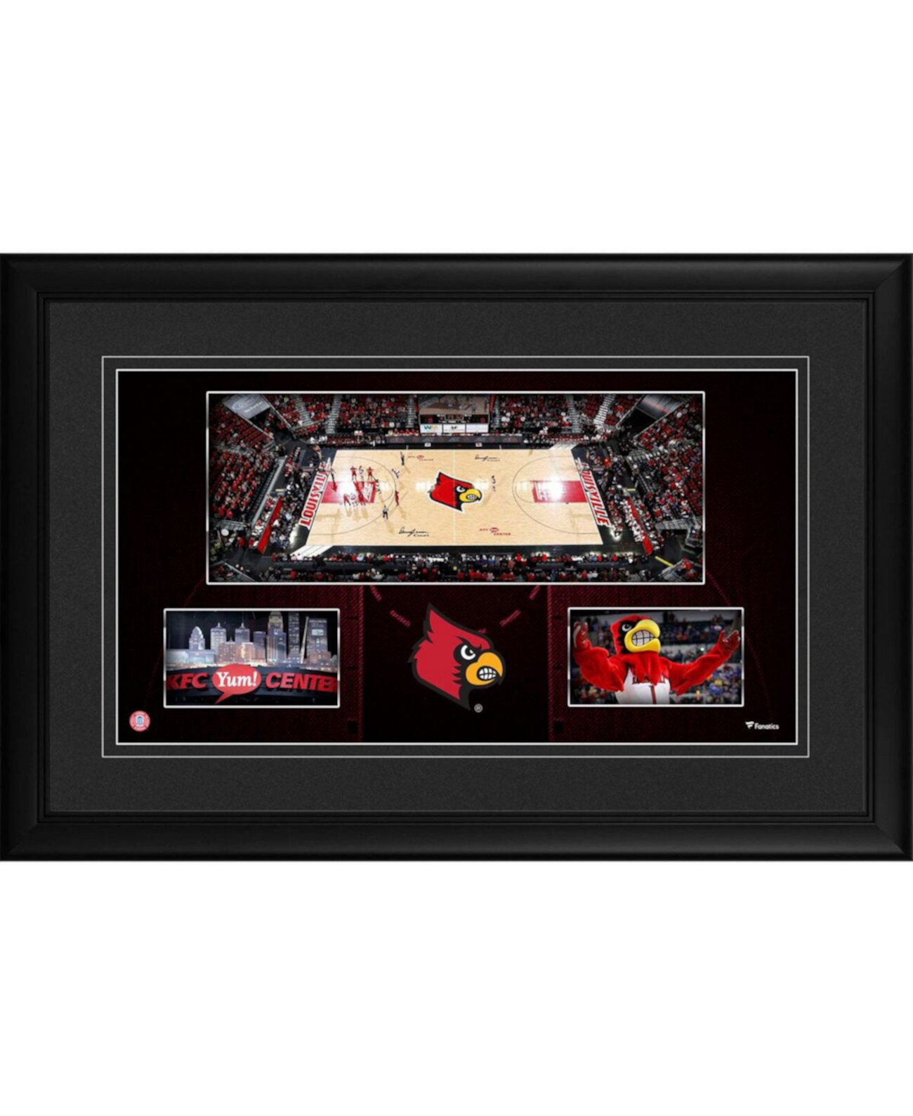 Панорамный коллаж Louisville Cardinals в чёрной деревянной раме, 25 см x 46 см Fanatics Authentic