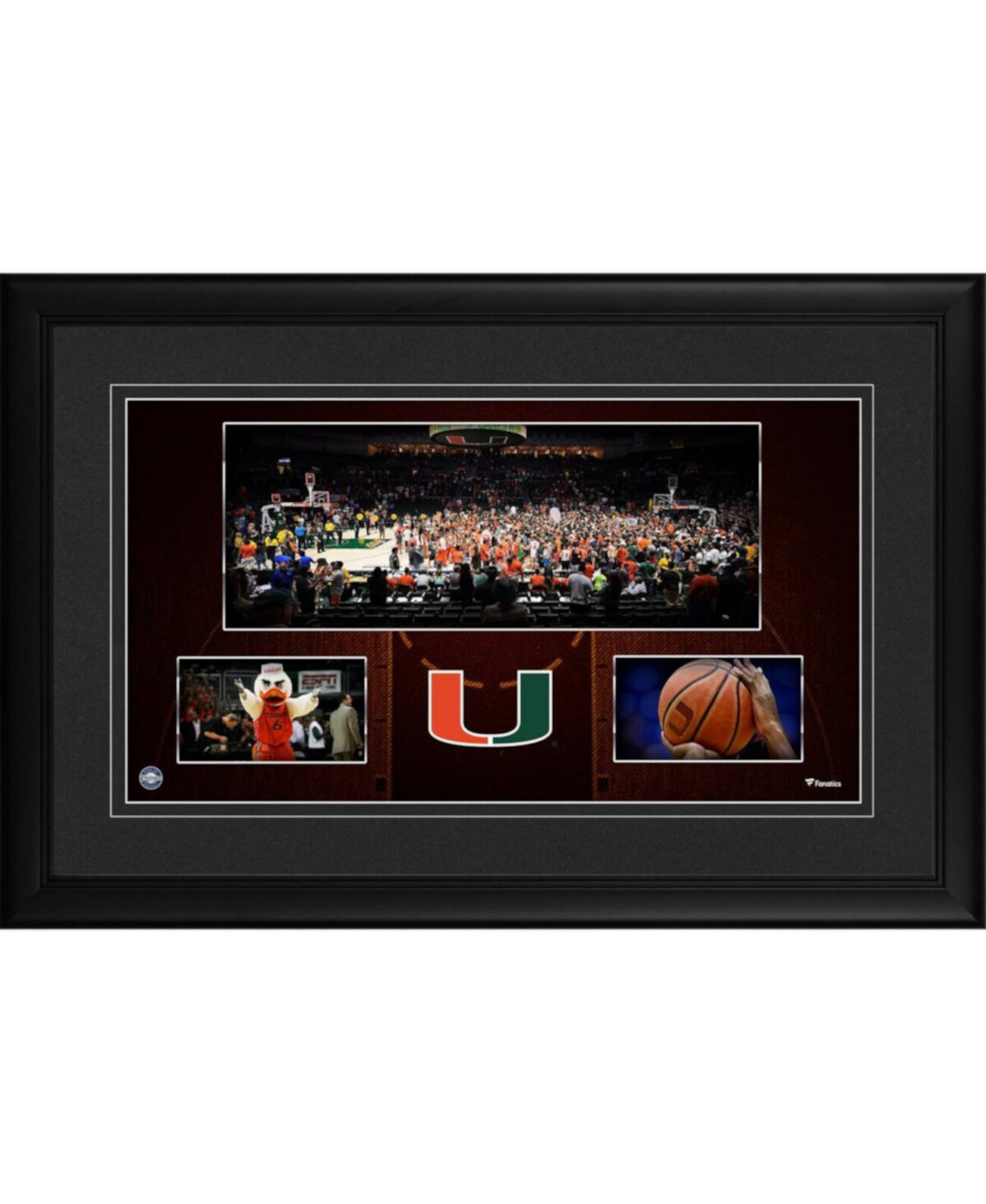 Панорамный коллаж Miami Hurricanes в черной раме 25 см x 46 см Fanatics Authentic