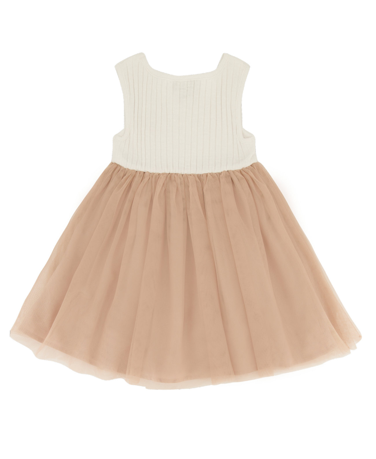 Сплошное приталенное платье без рукавов из тюля и рубчатой ткани для маленьких девочек Calvin Klein