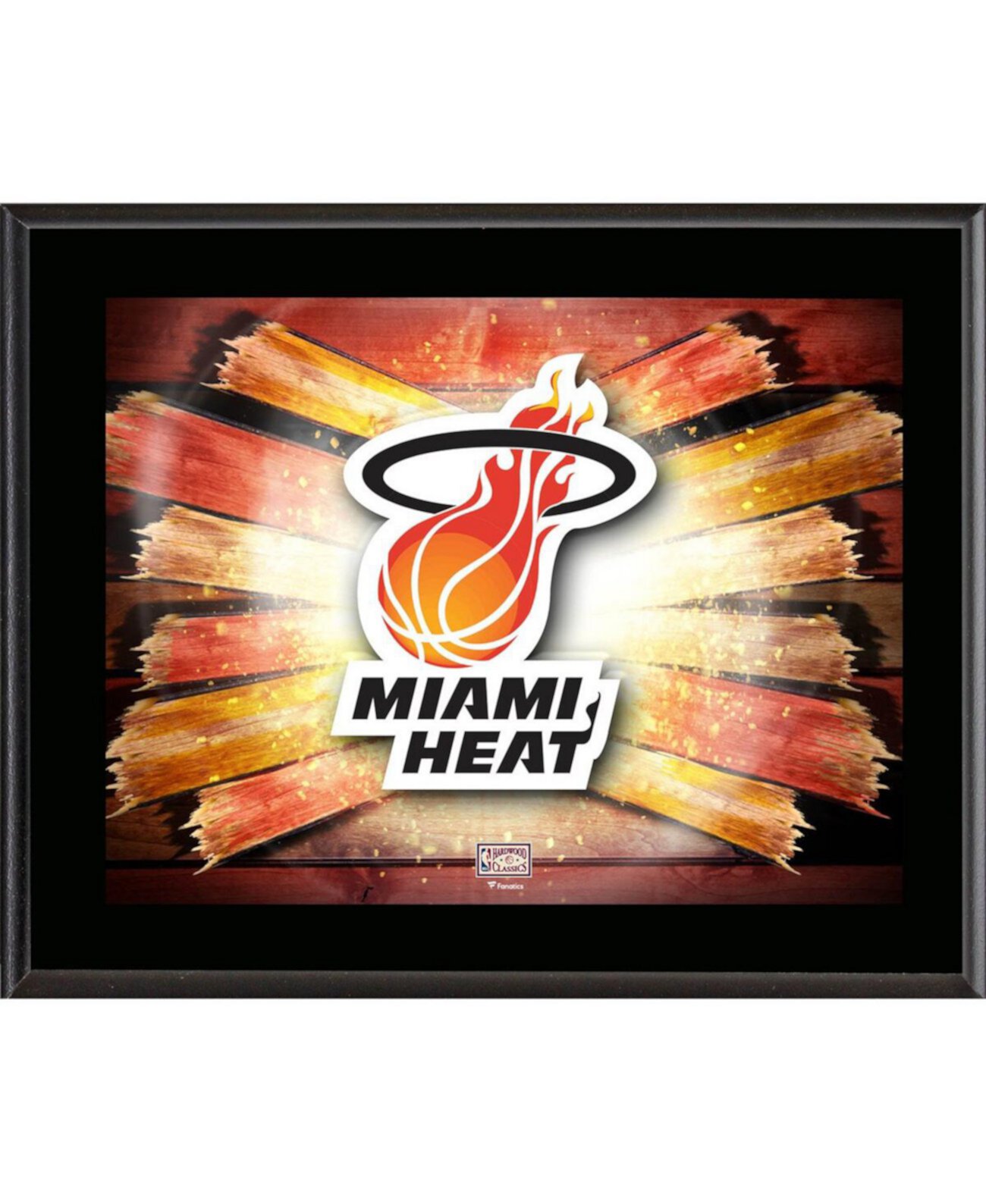 Табличка с логотипом команды Miami Heat из сублимированной горизонтальной древесины твердых пород размером 10,5 x 13 дюймов Fanatics Authentic