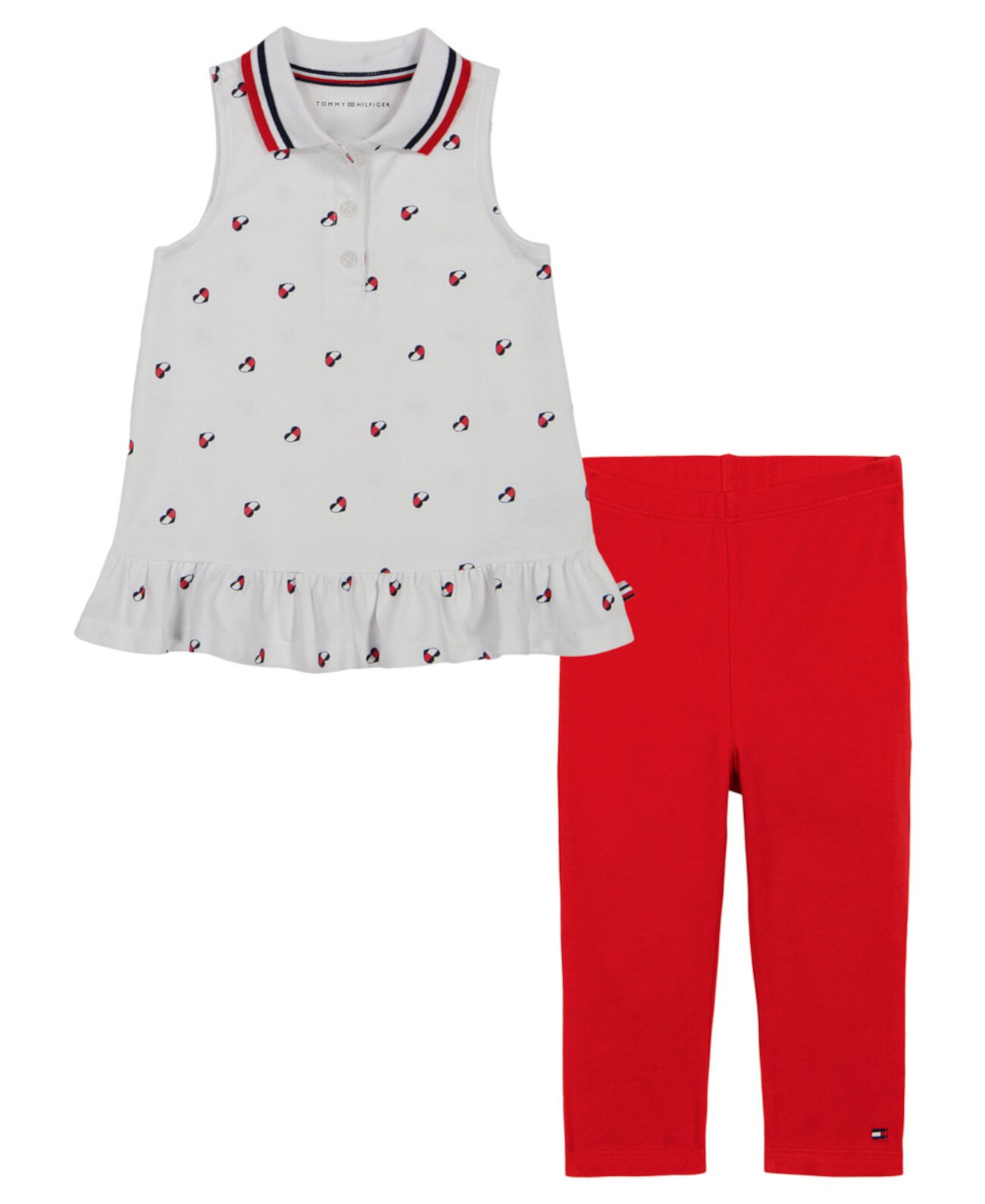 Little Girls Logo-Print Pique Polo Tunic & Capri Leggings, 2 Piece Set Tommy Hilfiger