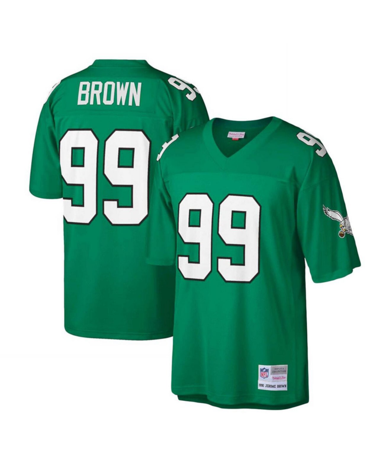 Мужское джерси Jerome Brown Philadelphia Eagles 1990, большого размера, реплика, 100% полиэстер Mitchell & Ness