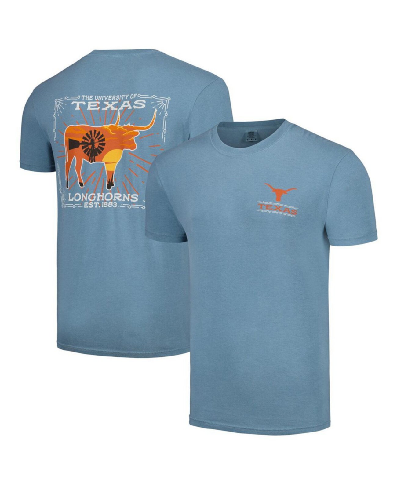 Мужская голубая футболка с пейзажем штата Texas Longhorns Image One