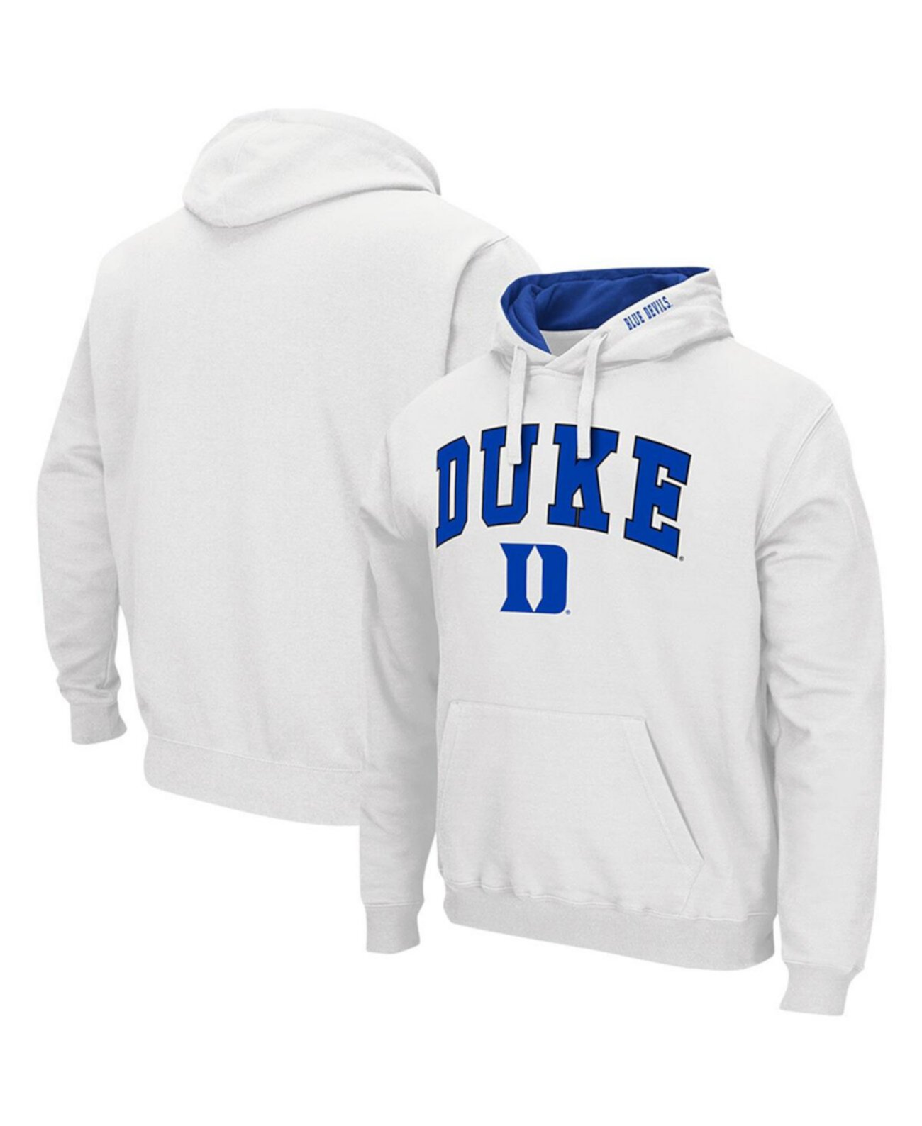 Мужской белый пуловер с капюшоном Duke Blue Devils Arch & Logo 3.0 Colosseum