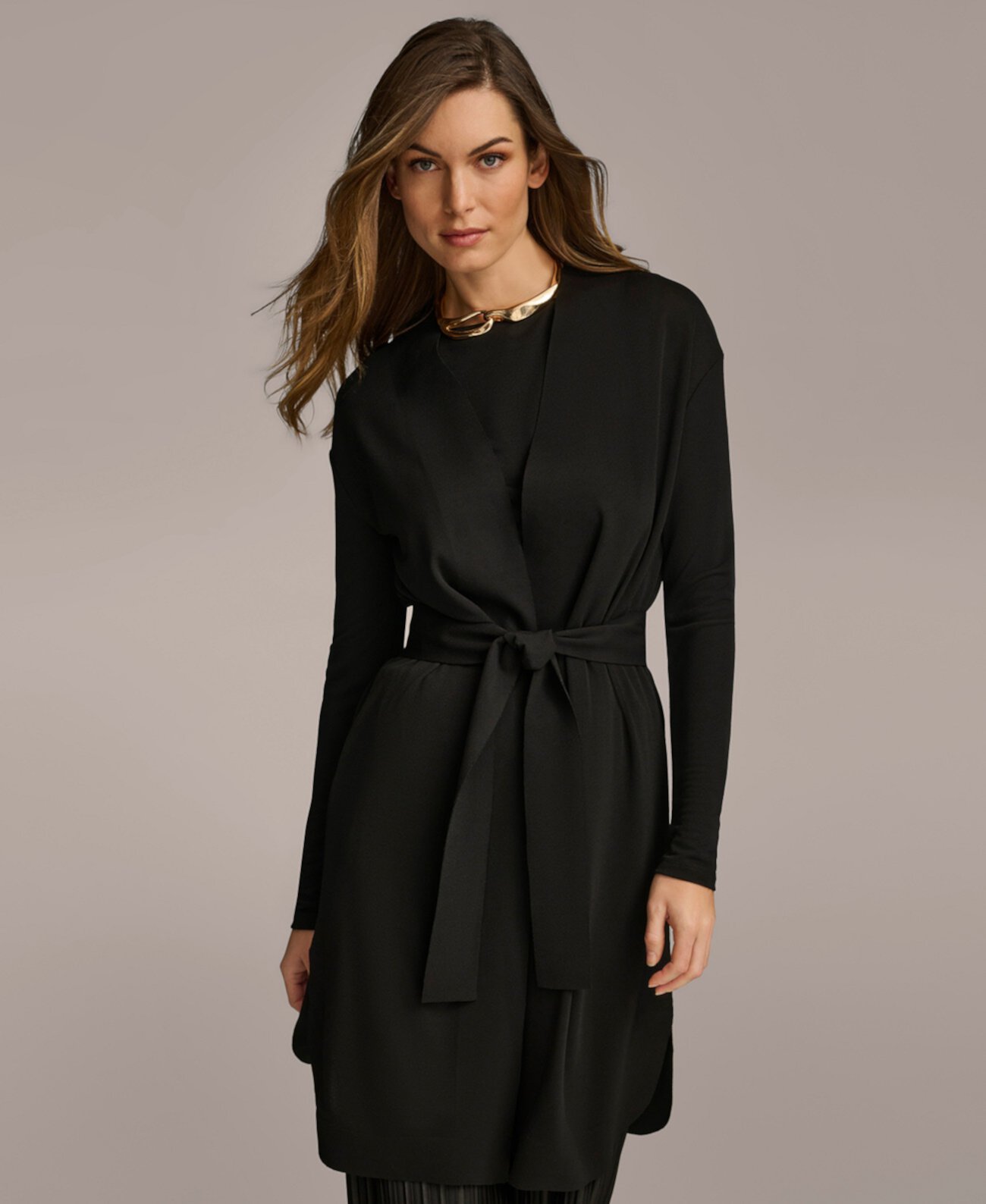 Женский Кардиган Donna Karan New York Длинный с Завязкой на Талии Donna Karan New York