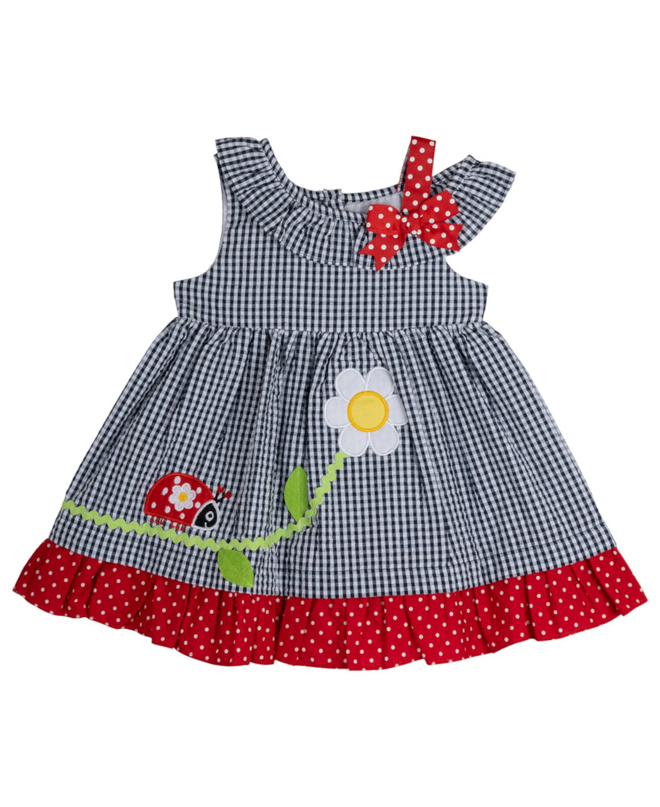 Детский комплект Rare Editions Для девочек Lady Bug Seersucker Dress with Diaper Cover Rare Editions