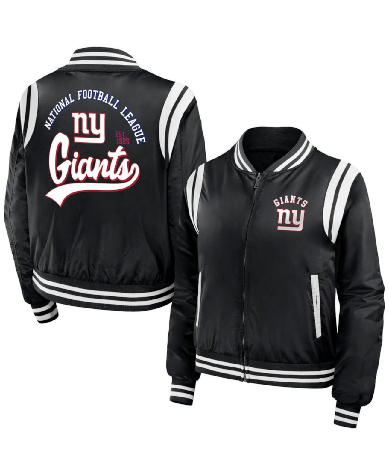 Женский черный бомбер с молнией во всю длину New York Giants WEAR by Erin Andrews