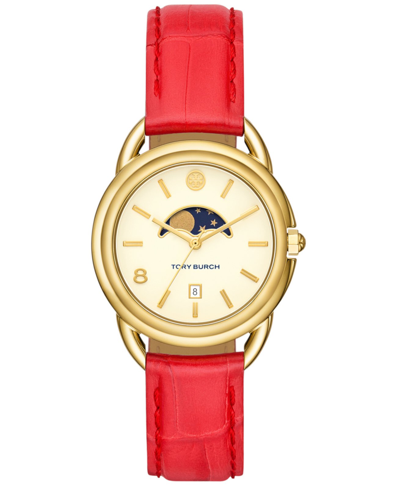Женские часы The Miller с красным кожаным ремешком, 34 мм Tory Burch