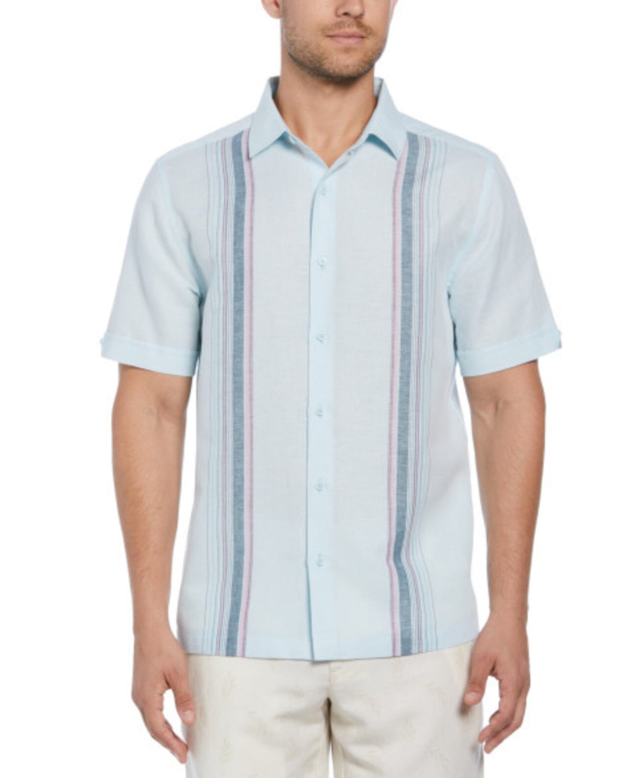 Мужская льняная рубашка с разноцветными вставками Big & Tall Cubavera