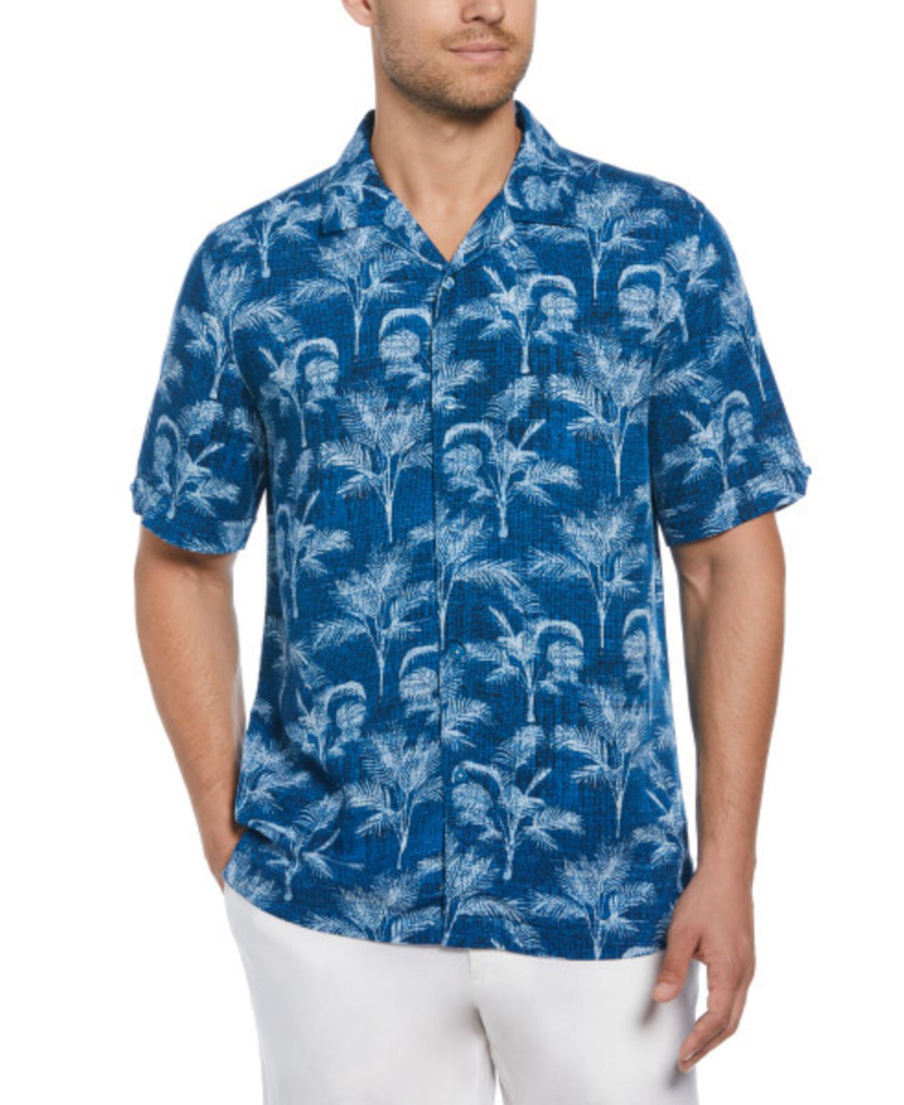 Мужская рубашка обычного кроя с короткими рукавами и текстурой пальмы Cubavera